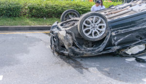 car turned over after an accident