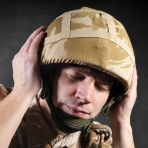 A soldier with hearing injury due to 3M earplug